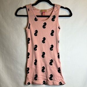 Primp women’s ribbed tank top. Sz Small✨ Pink with Black Seahorse pattern 🖤